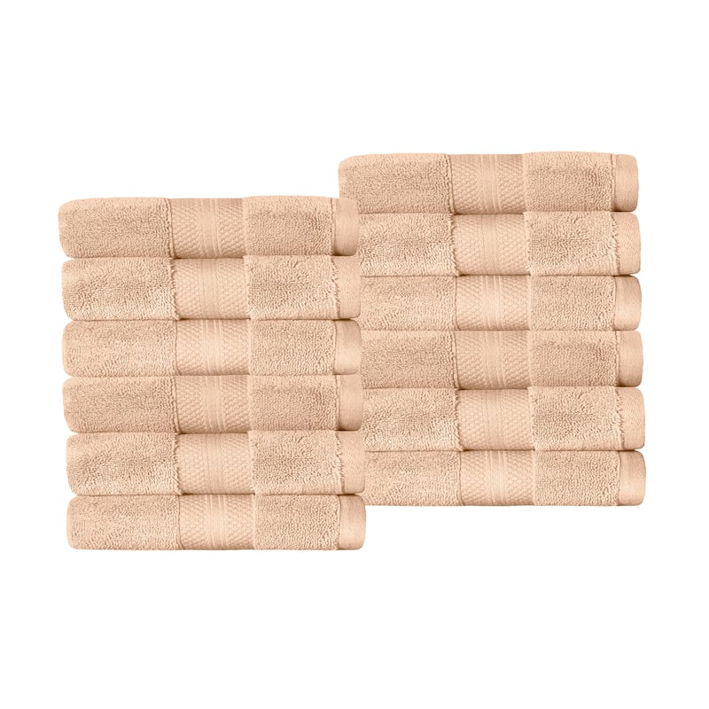 Superior Turkish Cotton Solid Heavyweight Face Towel Set of 12