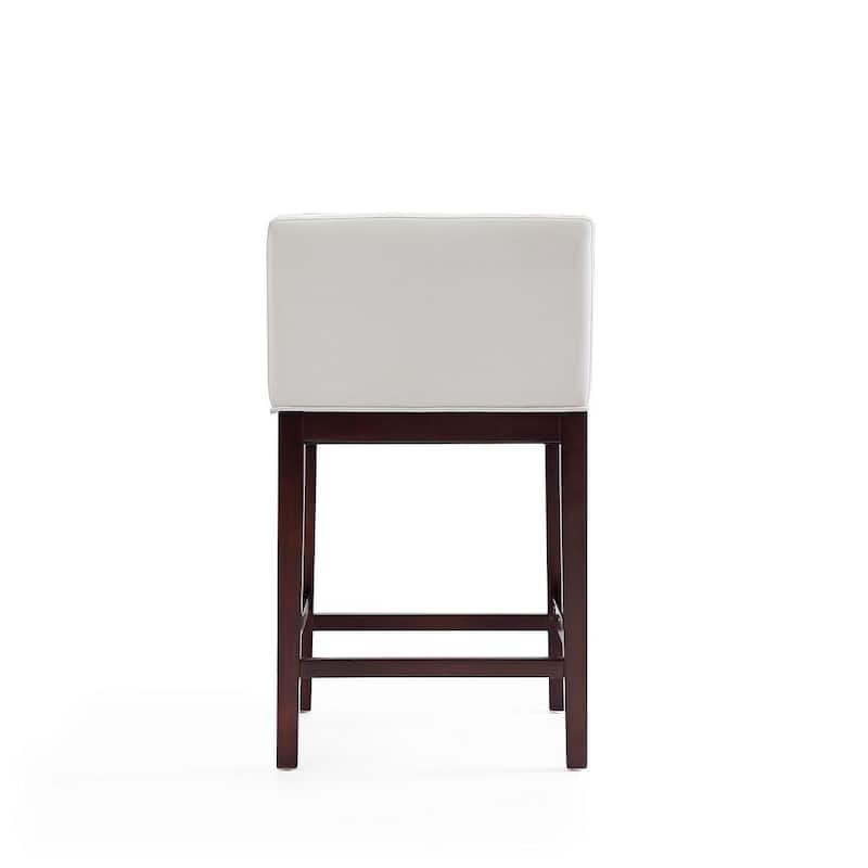 Manhattan Comfort Kingsley Dark Walnut Wood Counter Height Bar Stool (Set of 3)