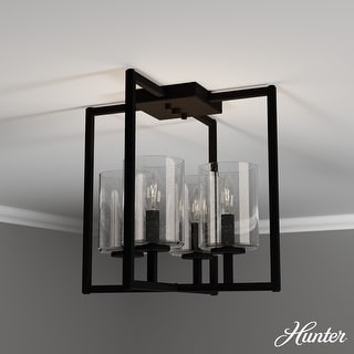 Hunter Kerrison 4 Light Flush Mount Ceiling Light, - Hallway, Entry - Contemporary, Cage, Transitional - Clear Seeded Glass