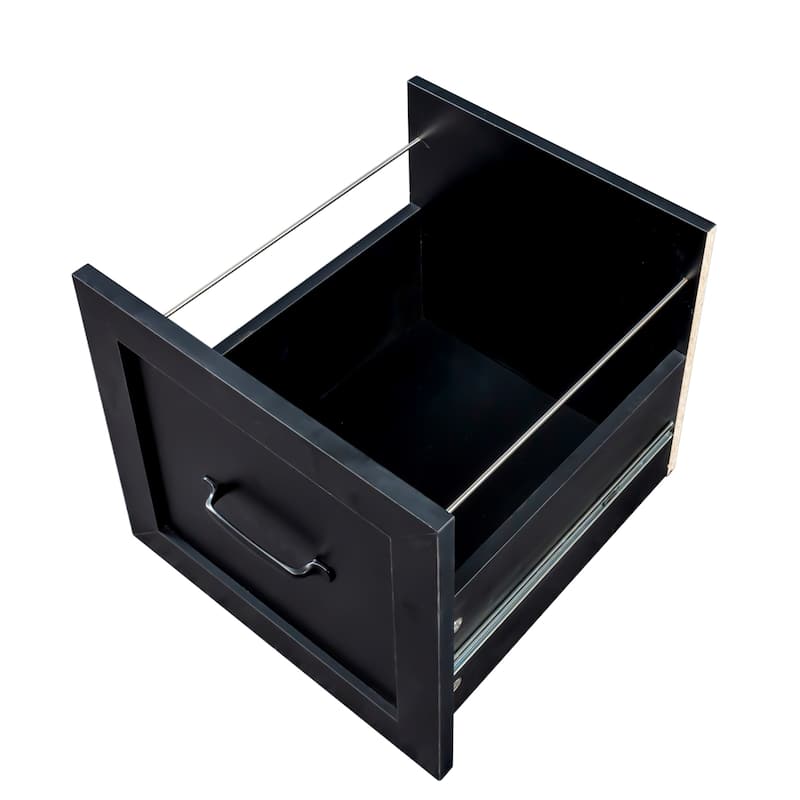 Anmytek Black L Shaped Desk with Hutch and Drawers Corner Computer Workstation for Home Office Gaming