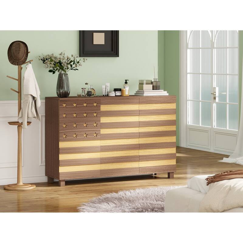 Buffet Cabinet Brown Yellow Console Cabinet Sideboard Hallway Cabinet - Brown Yellow