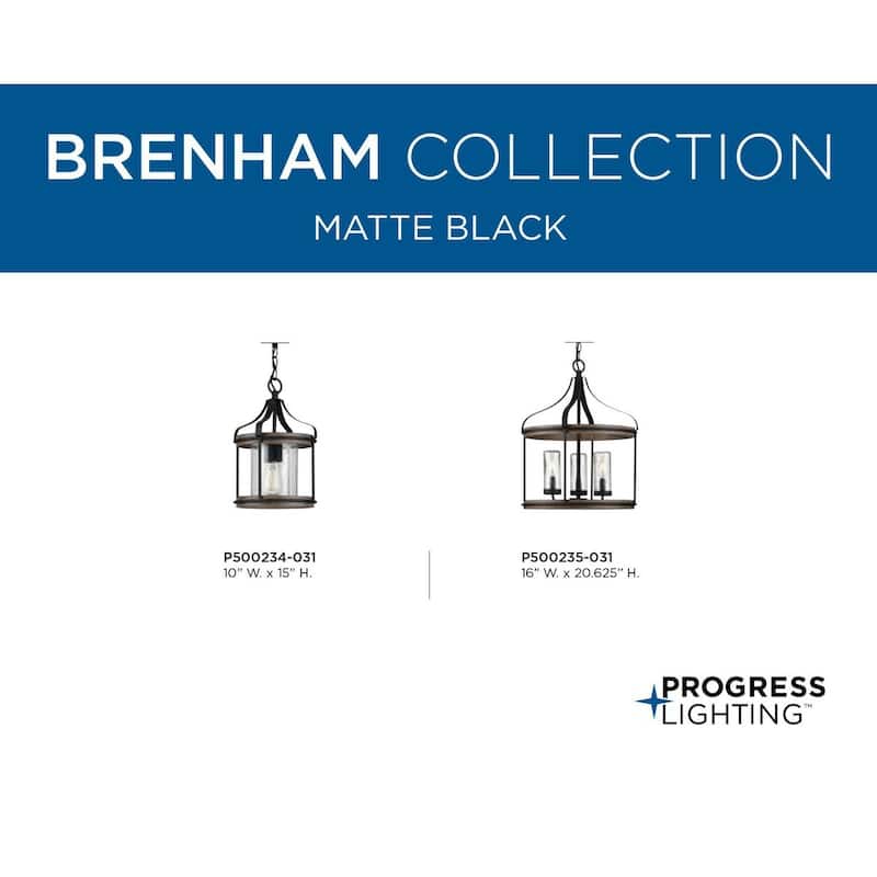 Brenham 1-Light Matte Black Farmhouse Indoor Pendant Light - 12.500" x 18.500" x 12.250"