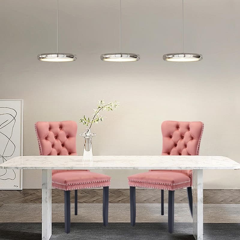Tufted Naliheads Solid Wood Upholstered Dining Chairs (Set of 2) - Pink BlackLegs