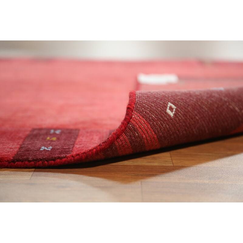 Animals Pink Gabbeh Indian Area Rug Hand-Knotted Wool Carpet - 5'3" x 7'7"