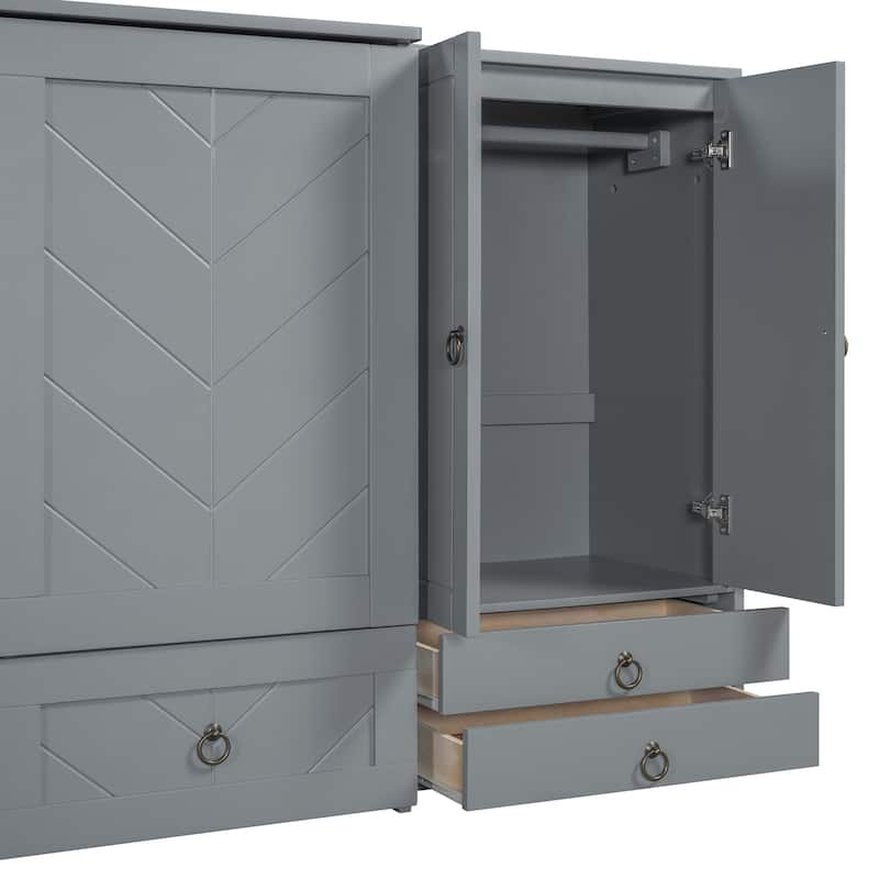 Queen Size Murphy Bed with USB Port and Wardrobes