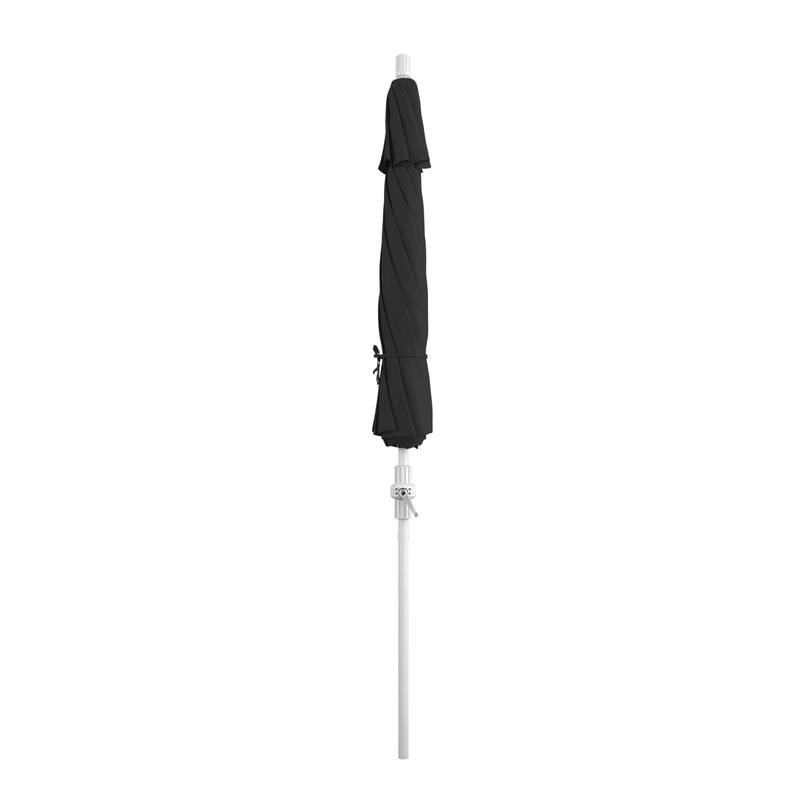 California Umbrella 9' Rd Patio Umbrella White Aluminum Frame Fiberglass Ribs Crank Lift Collar Tilt, Pacifica Pacific Blue
