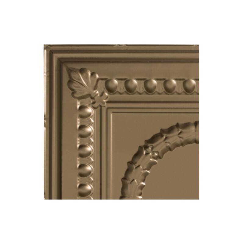 FASÄDE Rosette Decorative Vinyl 2ft x 2ft Lay in Ceiling Panel in Argent Bronze (5 Pack) - 12in x 12in Sample - Argent Bronze