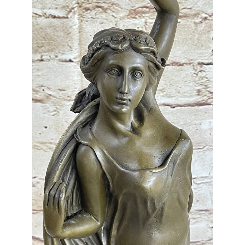 Figurative Greek Roman Woman Candle Holder Candelabra Bronze Sculpture Statue Art