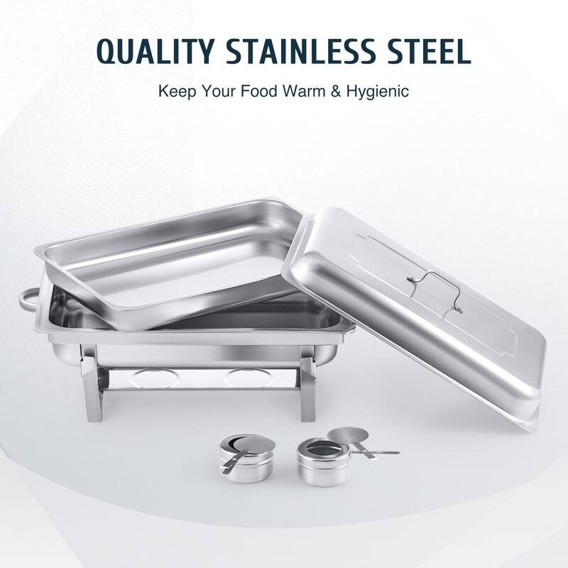 4 Packs Stainless Steel 8 Quarts Rectangle Chafing Dish
