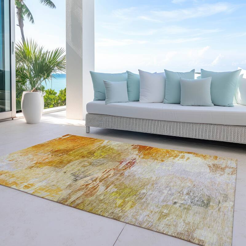 Machine Washable Indoor/ Outdoor Chantille Abstract Ombre Rug