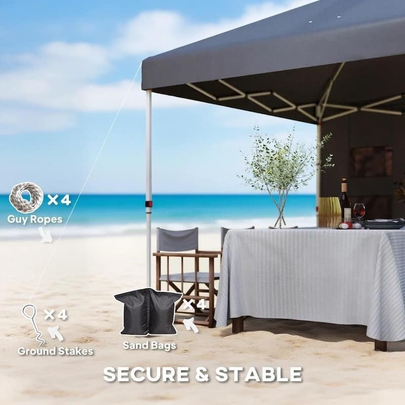 GDFStudio - 10x10 ft Pop-Up Outdoor Canopy Tent with Sidewall & Storage