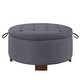 preview thumbnail 5 of 9, 30" Round Boucle Storage Ottoman with Reversible Tray Lid & Wood Legs