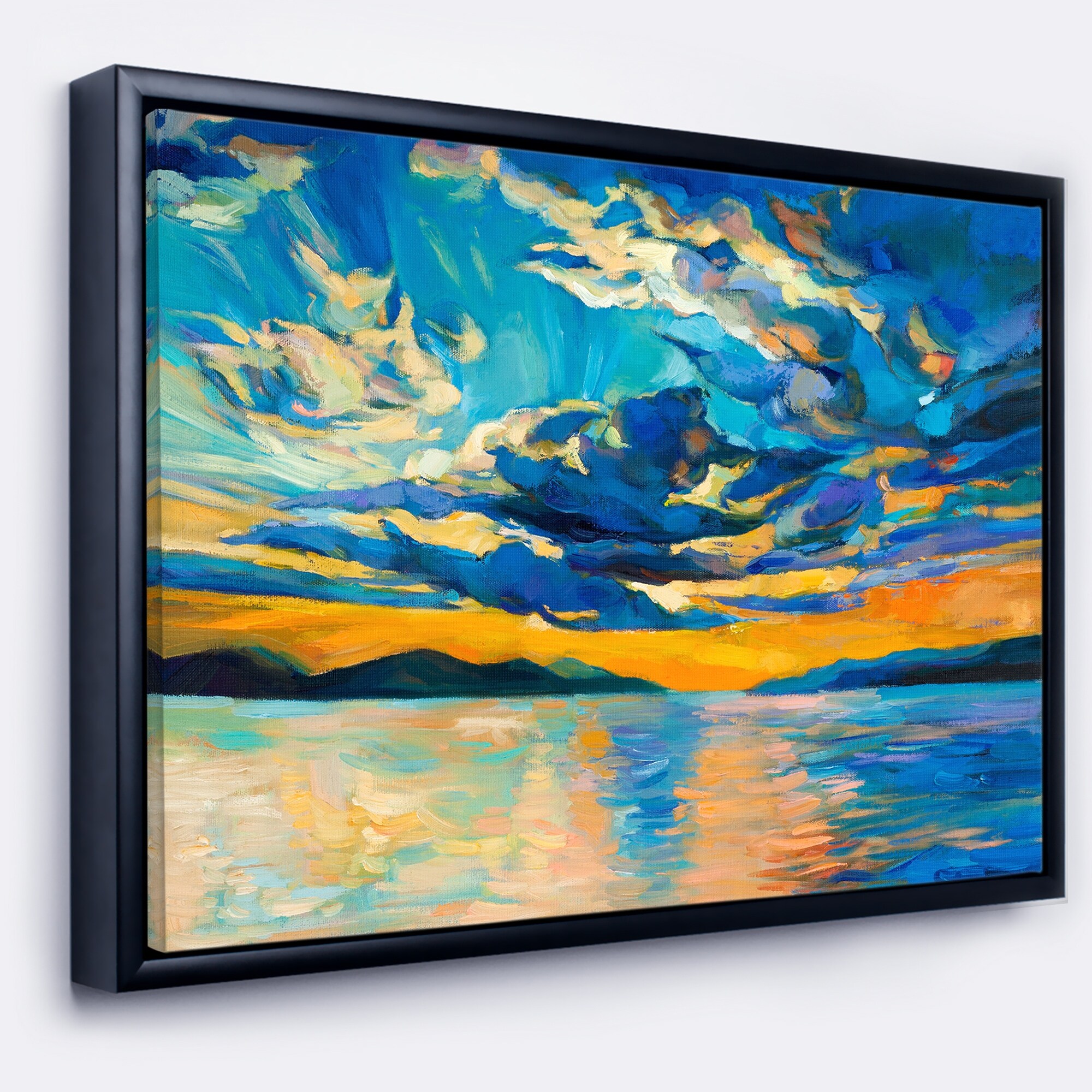 Shop Designart Orange Sunset With Blue Sky Modern Painting