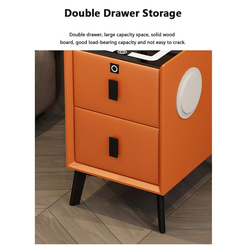 2 Drawer Smart Multi-functional Nightstand with Charging Station