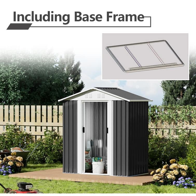 5X3 Feet Dark Grey Outdoor Storage Shed With Aluminum Alloy Frame With Base