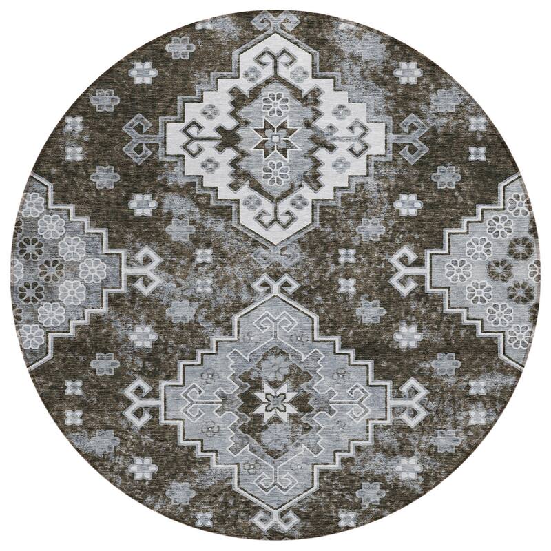 HomeRoots Medallion Traditional Rectangle Outdoor Rug
