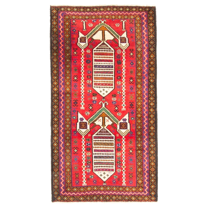 ECARPETGALLERY Hand-knotted Teimani Red Wool Rug - 2'9 x 5'0
