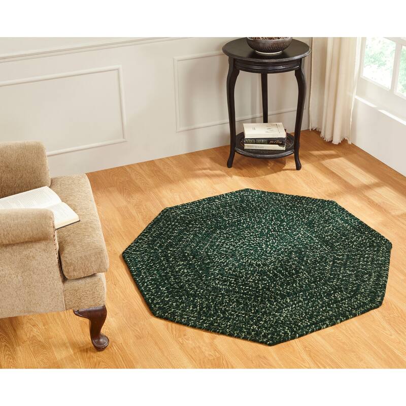 Better Trends Chenille Tweed & Solid Braid 100% Polyester Stain Resistant, Double Sided Reversible Indoor Area Rug - 72" Octagonal - Diluth & Emerald