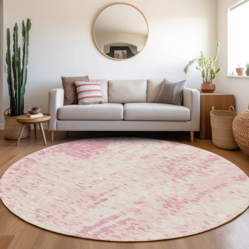 Premium Washable Super Soft Abstract Causal Mayfield Rug - Pink - 8' x 8'