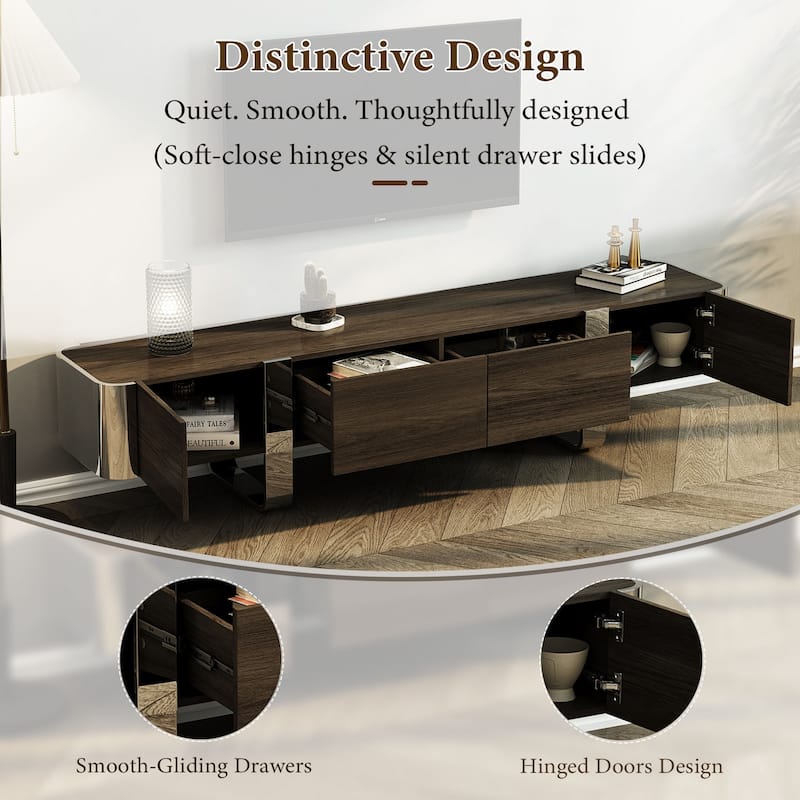 79 inch Wood TV Stand Partial Assembly Entertainment Center Modern Media Console with Drawers and Storage Cabinets