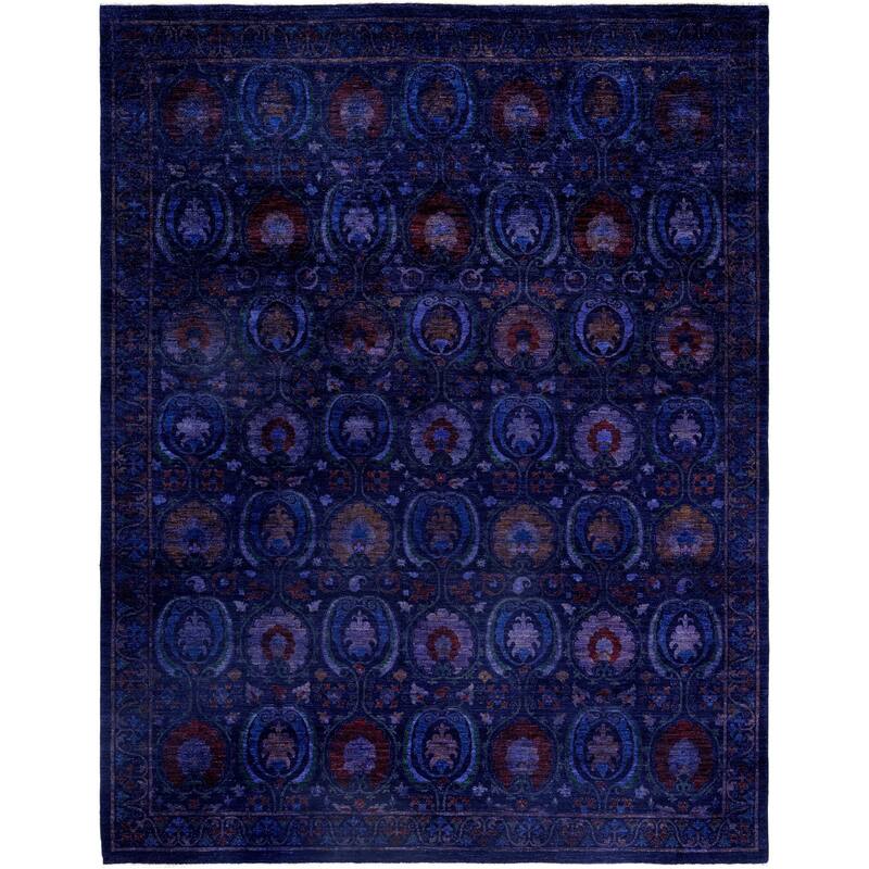 Overdyed One-of-a-Kind Hand-Knotted Area Rug - Navy - 9' 3" x 11' 10"