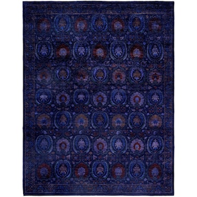 Overdyed One-of-a-Kind Hand-Knotted Area Rug - Navy - 9' 3" x 11' 10"
