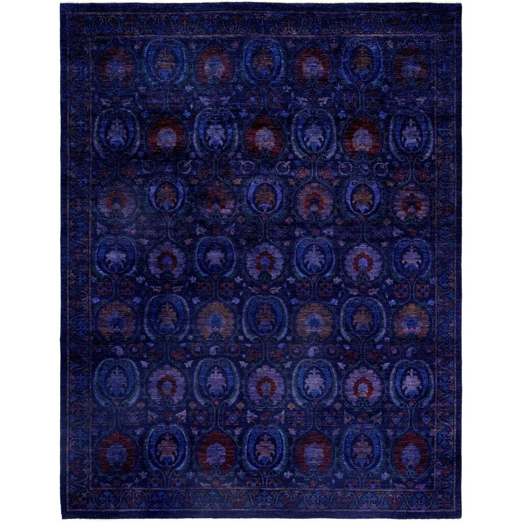 Overdyed One-of-a-Kind Hand-Knotted Area Rug - Navy - 9' 3" x 11' 10"