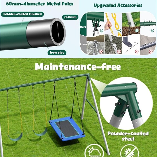 Swing Big　NF　2枚 Hapfan 7.3ft Tall 600lb Heavy Duty Swing Set with 1 Platform