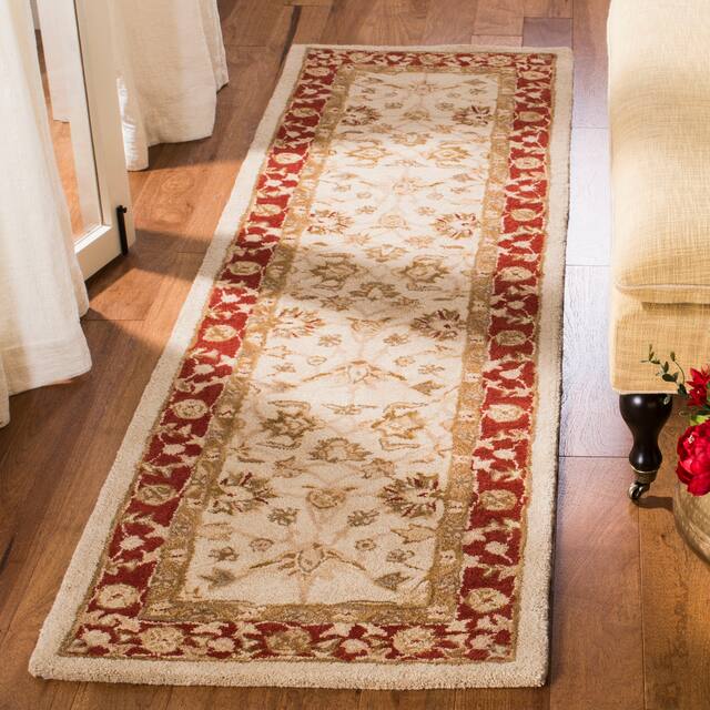 SAFAVIEH Anatolia Angeline Traditional Oriental Hand-spun Wool Rug - 2'3" x 12' Runner - Ivory/Red