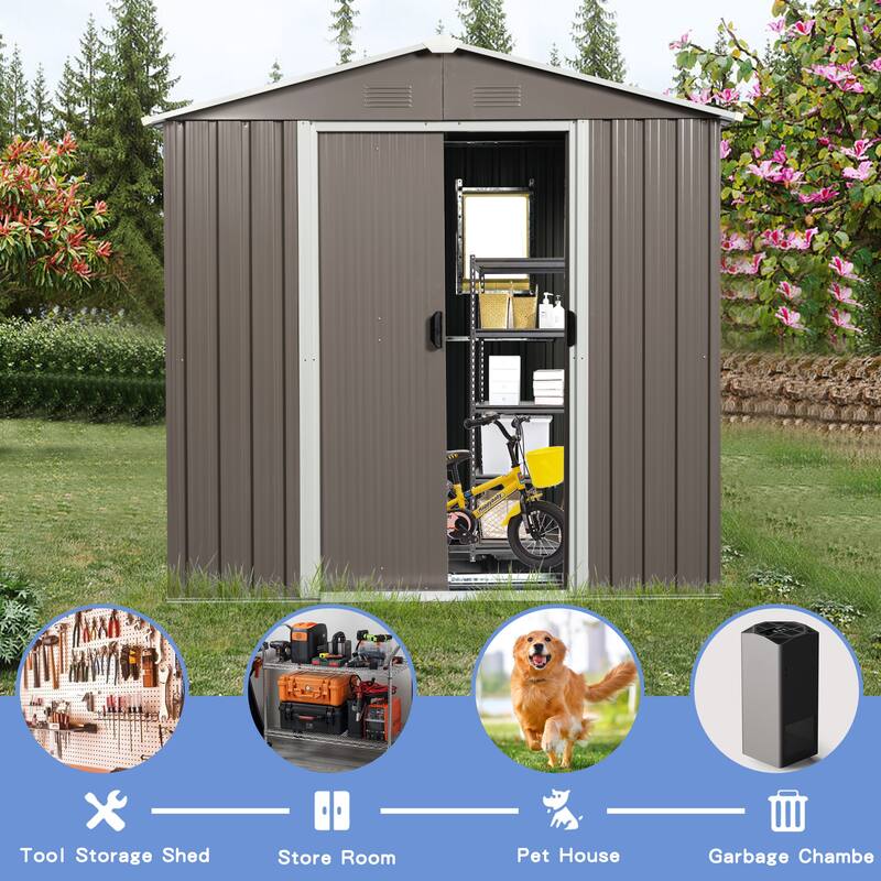 8 ft. x 4 ft. Outdoor Galvanized Metal Storage Shed with Window