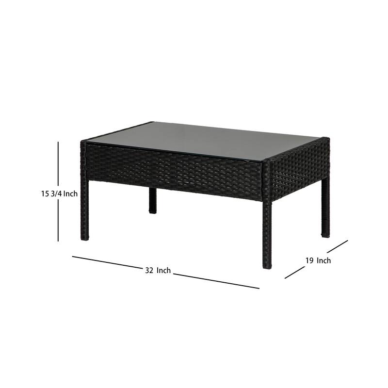 Sonoma 4 Piece Wicker all-weather Conversation Set with Cushions & Coffee Table