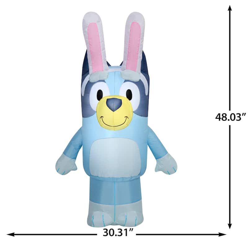 Gemmy Airblown Inflatable 4ft Bluey w/Pink Bunny Ears Bluey Easter Yard Decor