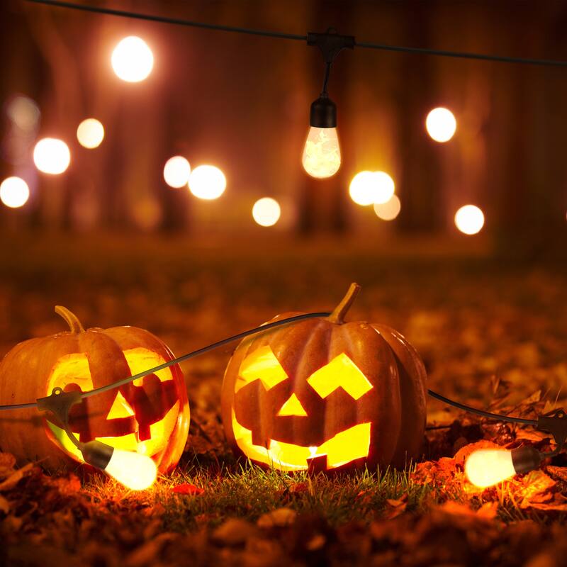 Brightech Ambience Pro 12-Light 27 ft. Outdoor Solar 1W 2700k LED S14 Hanging Edison Flame Bulb String-Light