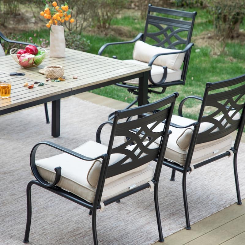 MAISON ARTS 7/5-piece Patio Dining Set, 6 Metal Patio Dining Chairs and 1 Metal Dining Table