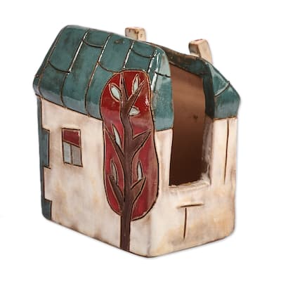 Novica Handmade Peaceful Home Ceramic Napkin Holder (Medium)