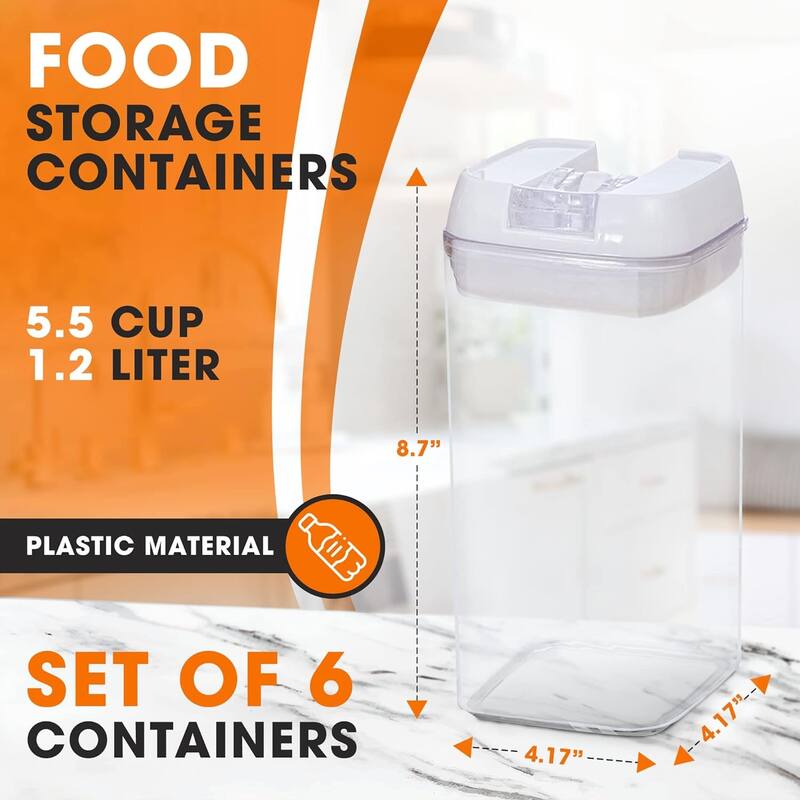 Cheer Collection Set of 6 Uniform Size Airtight Food Storage Containers