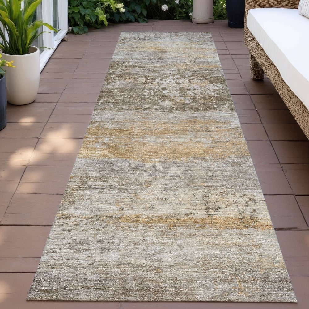 Machine Washable Indoor/Outdoor Contemporary Chantille Rug