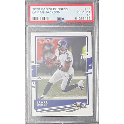 Lamar Jackson 2019 Panini Donruss Football Card #33 Graded PSA 10 - 8'6" x 11'6"