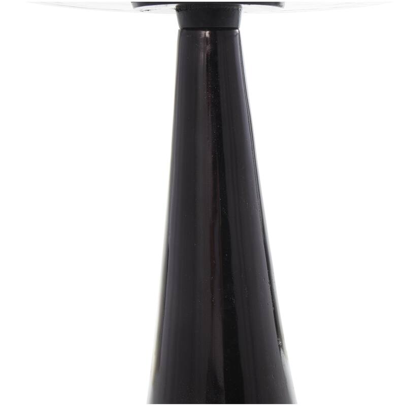 Aluminum Metal Geometric Cone Accent Table with Textured Glass Tabletop - Black or Gold - Roche River Decor