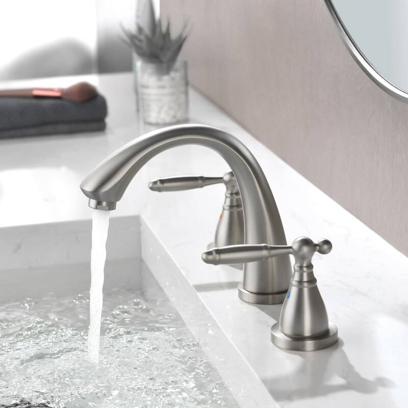 Widespread Bathroom Sink Faucet 3 Holes 8 Inch Bathroom Faucets Two Handle Modern Elegent Lavatory Basin Vanity Taps With Valve