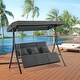 preview thumbnail 3 of 3, MCombo 3-Seat Reclining Patio Swing Chair with Chain Armrests, Outdoor Porch Swing Chair4354