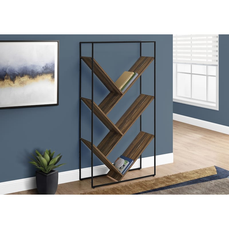 Bookshelf, Bookcase, Etagere, 3 Tier, 60"h, Office, Bedroom, Laminate, Metal, Contemporary, Modern
