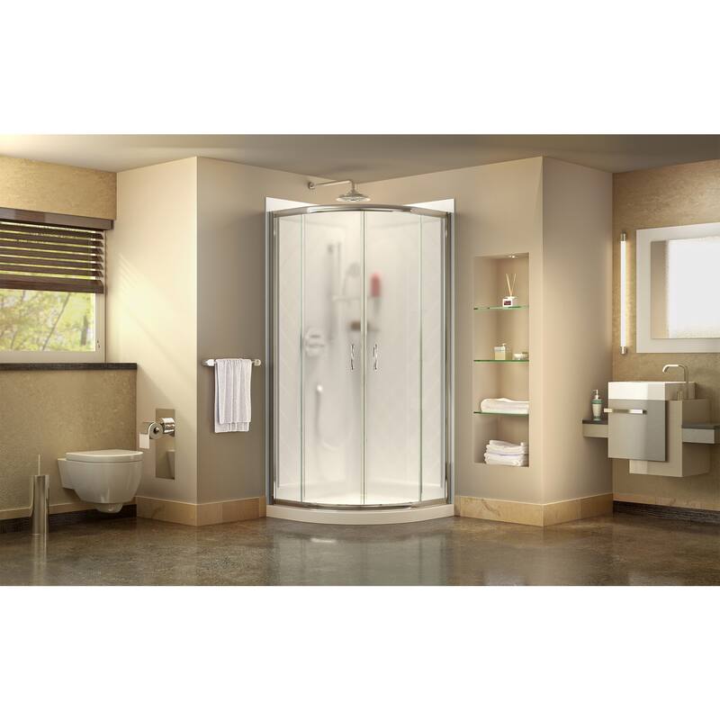 DreamLine Prime 36 in. x 36 in. x 76 3/4 in. H Shower Enclosure, Shower Base and Acrylic Backwall Kit - 36" x 36" - 36" x 36"