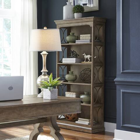 Copper Grove Simply Elegant White, Brown, & Heathered Taupe Bookcase