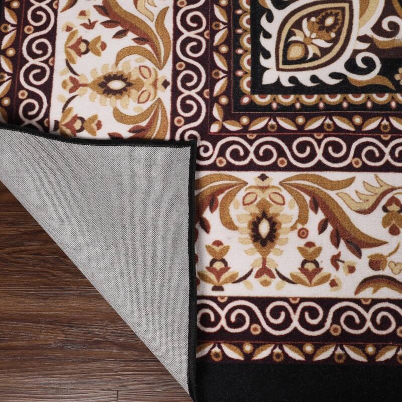 Superior Milan Floral Medallion Washable Indoor Runner or Area Rug