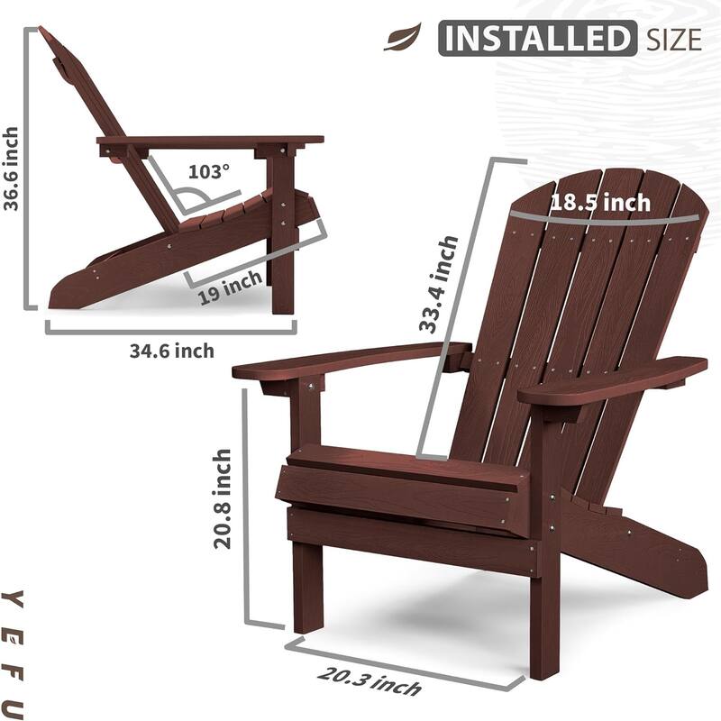 WINSOON All Weather HIPS Outdoor Plastic Adirondack Chairs Set of 2
