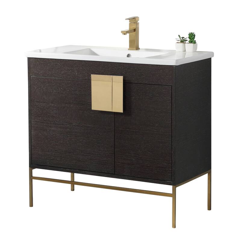 Modern Bathroom Vanity Set, Vireous China Sink Top 30"