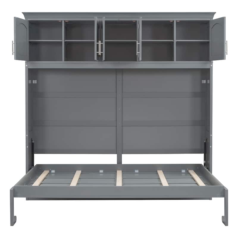 Queen Size Murphy Bed Wall Bed with Top Cabinets