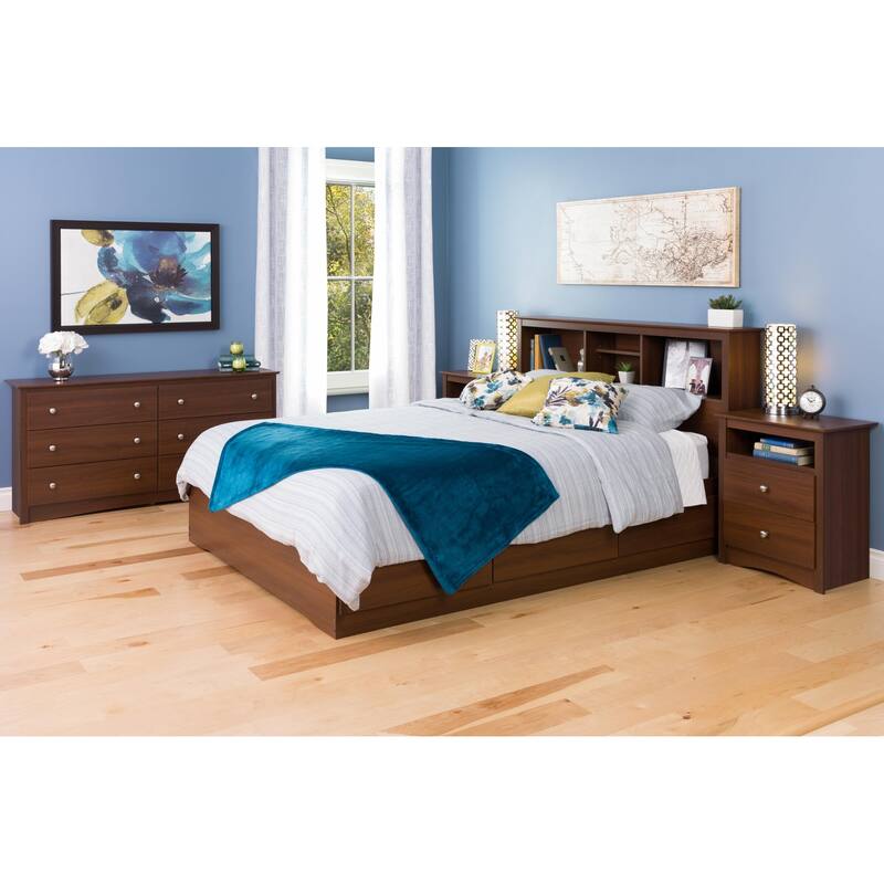 s Fremont 2 Drawer Nightstand: Elegant Bedroom Furniture, Bedside Table with Open Shelf, 23.25"W x 16"D x 28"H, Cherry