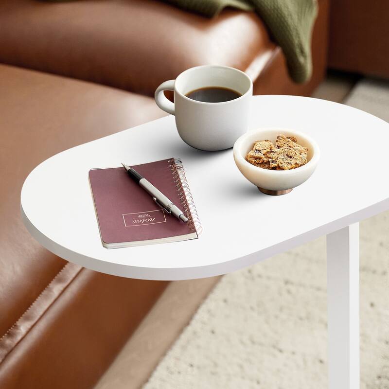 Cshaped Side Table Accent Table, Wood Desktop End Table 19.69” x 11.